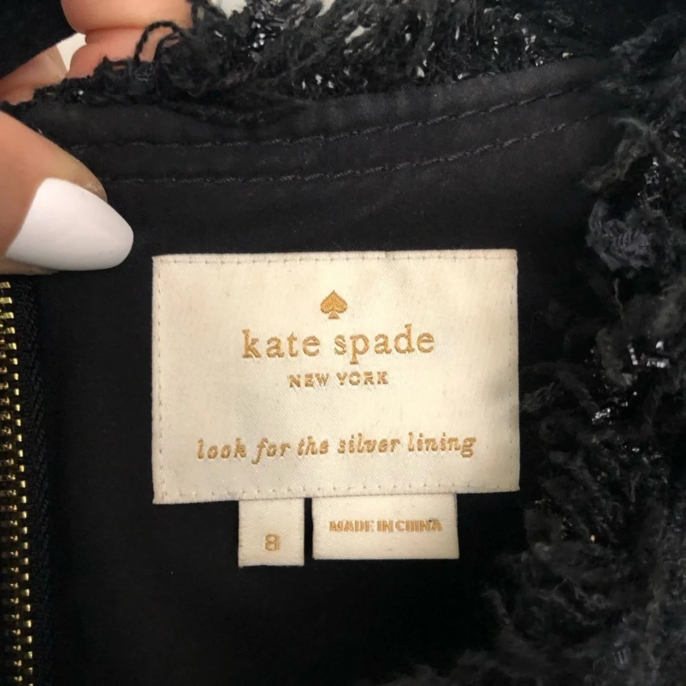 Kate Spade Black Shimmer Tweed Dress Size 8